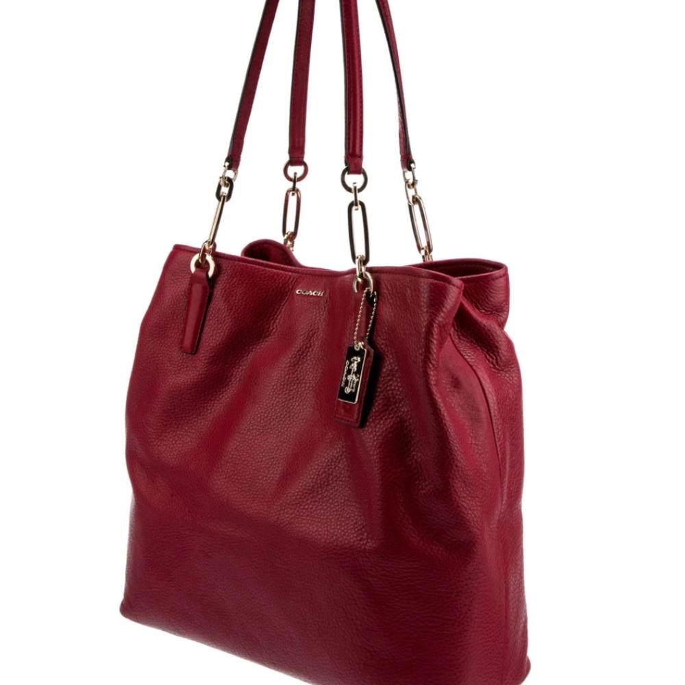 Coach Madison North/South Large Tote Leather in Scarlet Red / With Dust Bag